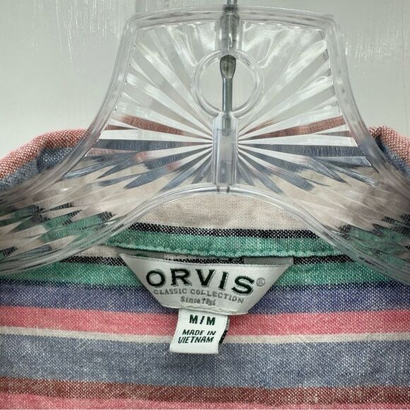 Orvis linen blend button down short sleeve blouse women's medium - Picture 4 of 5